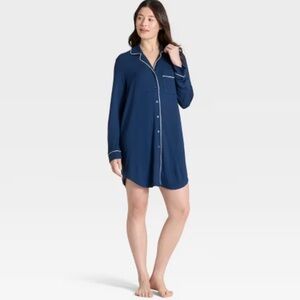 NEOT! Navy Blue Button-Up Nightshirt
